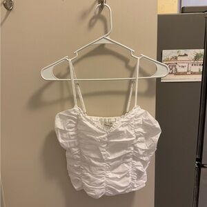 White Ruched Spaghetti Strap Top